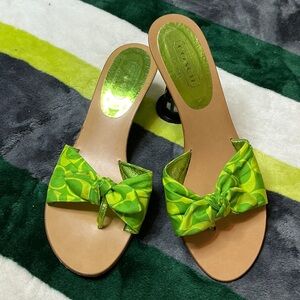 Coach Lime Green Bow Slide Sandals Size 8.5